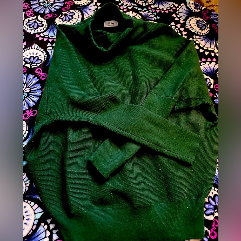 Forest Green Bluivy Cowl Neck Sweater (NWOT)